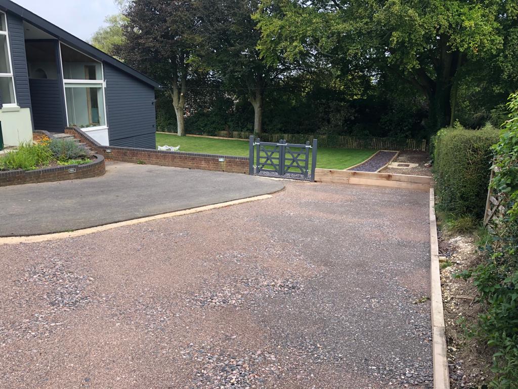 This is a photo of a bitumen driveway which is in the process of being installed by Footscray Road Tech